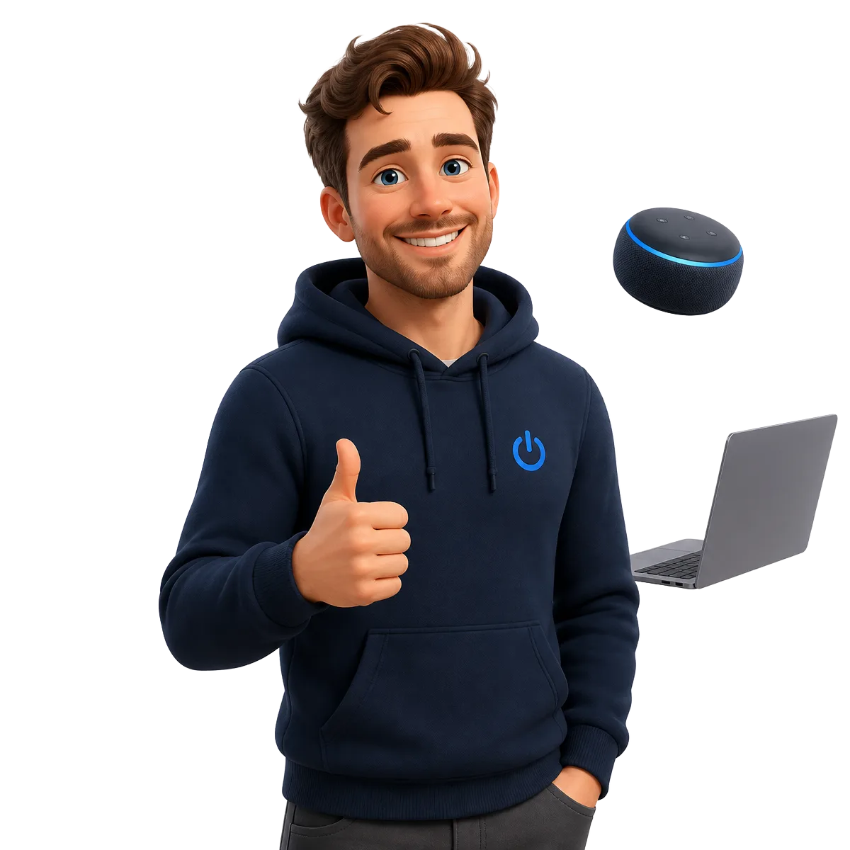 Bob, techhulp aan huis in Haarlem, geeft een duim omhoog